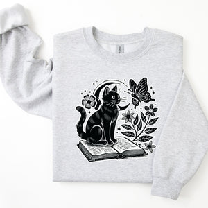 Cat and Book Halloween Sweatshirt