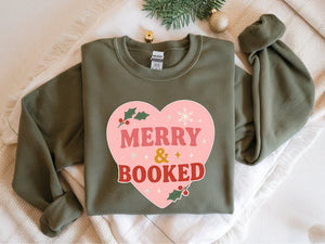 "Merry & Booked" Cozy Christmas Sweatshirt