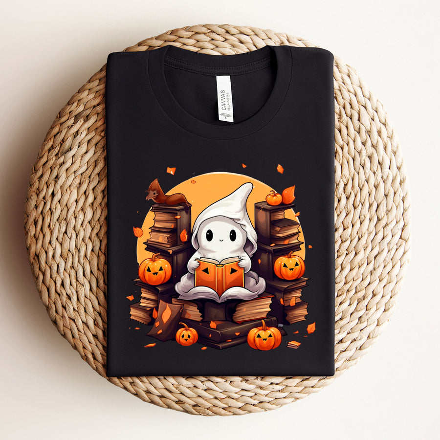 Ghost in the Book Stacks Halloween Bookish Tee