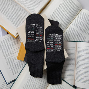 Vintage Library Due Date Stamp Women's Socks for Readers