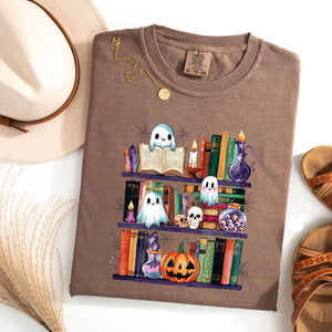 Booook Shelf Ghost Themed Bookish Cotton Tee