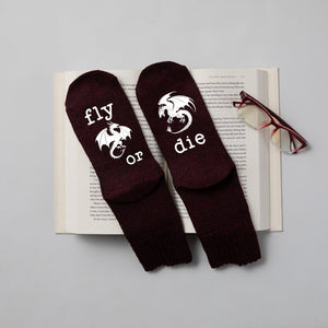 "Fly or Die" Romantasy Dragon  Women's Socks