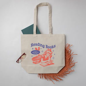 "Reading Books I Can't Emotionally Handle" Large Canvas Book Bag