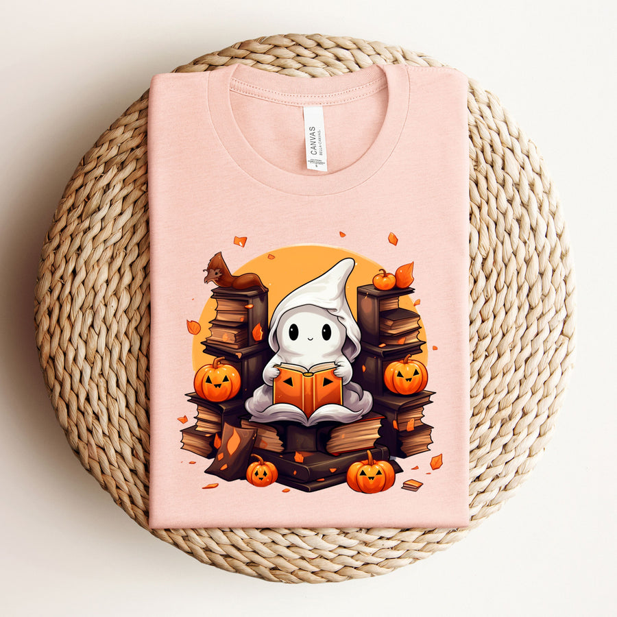 Ghost in the Book Stacks Halloween Bookish Tee