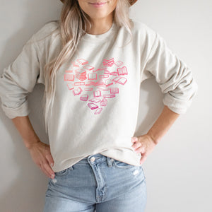 "Pink Ombre Book Heart" Book Lover's Unisex Sweatshirt