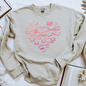 "Pink Ombre Book Heart" Book Lover's Unisex Sweatshirt