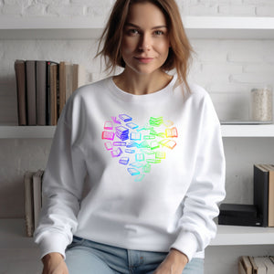 "Rainbow Ombre Book Heart" Book Lover's Unisex Sweatshirt