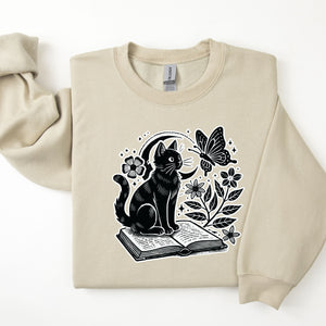 Cat and Book Halloween Sweatshirt