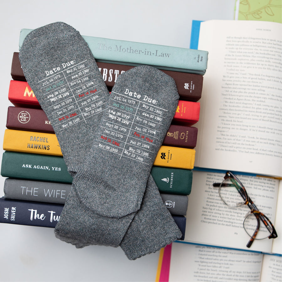 Vintage Library Due Date Stamp Women's Socks for Readers