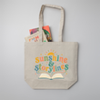Load image into Gallery viewer, "Sunshine &amp; Storylines" Large Canvas Book Bag
