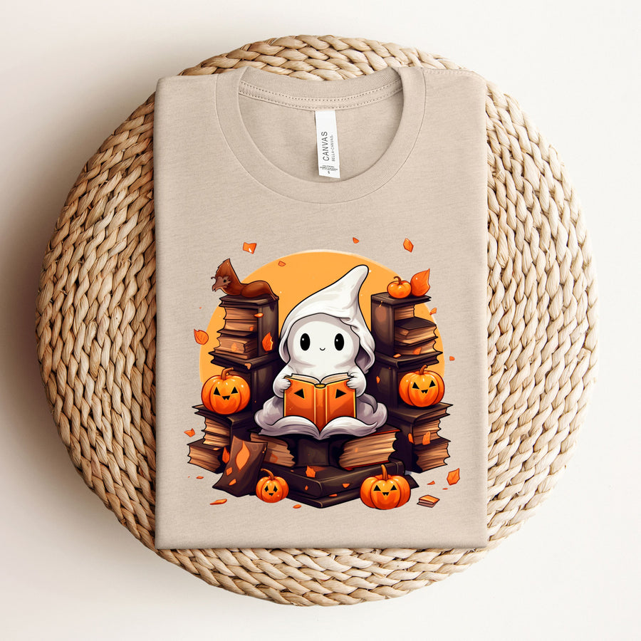 Ghost in the Book Stacks Halloween Bookish Tee