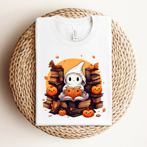 Ghost in the Book Stacks Halloween Bookish Tee