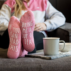 "If you can read this...bring me a cup of tea" Novelty Gift Socks, Lg-VIP