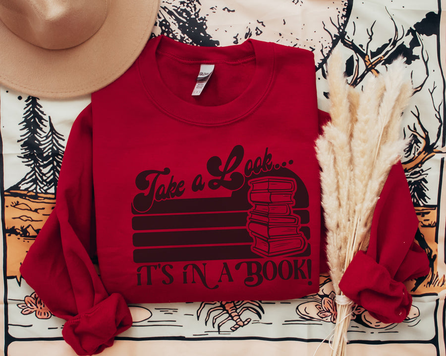 "Take a Look, It's in a Book" Book Lover's Unisex Sweatshirt